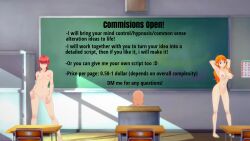 arms_above_head bald blackboard breasts chainsaw_man classroom english_text femsub long_hair makima_(chainsaw_man) multiple_girls multiple_subs nami_(one_piece) nipples no_eyes nude one_piece orange_eyes orange_hair red_hair sugus text ugly_bastard yellow_eyes