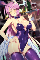  blush breasts bunny_ears bunny_girl bunnysuit cleavage condom cuffs female_only femsub glowing_eyes hand_on_hip happy_trance huge_breasts jibril large_hips licking_lips lindaroze long_hair looking_at_viewer manip misterman4_(manipper) multicolored_hair no_game_no_life pink_hair smile spiral_eyes symbol_in_eyes thighhighs tongue_out tray waitress wings 