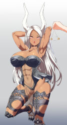 abs alternate_costume armor armpits arms_above_head arms_behind_back breasts bunny_ears cleavage coin collar dark_skin female_only femsub final_fantasy_xii fran_(ff12) glowing_eyes huge_breasts large_hips long_hair manip misterman4_(manipper) muscle_girl my_hero_academia open_mouth pendulum posing rumi_usagiyama spiral_eyes symbol_in_eyes tagme thick_thighs torahime white_hair 