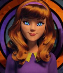  3d animated animated_gif breasts daphne_blake femsub happy_trance kaa_eyes long_hair open_mouth orange_hair red_hair scooby-doo_(series) snakeythingy symbol_in_eyes western 