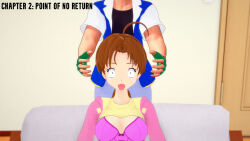  ash_ketchum brown_eyes brown_hair clothed cover delia_ketchum english_text femsub horokeu maledom milf mother_and_son nintendo pokemon pokemon_(anime) short_hair shrunken_irises text tongue tongue_out 