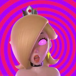  3d animated blonde_hair bottomless collar crown earrings female_only femsub hair_covering_one_eye happy_trance lipstick long_hair makeup nintendo nude open_mouth piercing pink_eyes princess princess_rosalina red_lipstick smile solo sound spiral_background spiral_eyes super_mario_bros. super_mario_galaxy swaying symbol_in_eyes tongue topless video wyreframez 