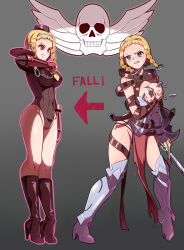  alternate_costume angry armor aura before_and_after belt boots breast_grab capcom chibotakun cosplay female_only femsub fingerless_gloves gloves glowing gradient_background grey_background hat high_heels large_breasts leina leotard opera_gloves queens_blade red_eyes saluting shadaloo_dolls simple_background solo standing standing_at_attention street_fighter sweat sword text thigh_boots thighhighs tie torn_clothes twin_braids unhappy_trance 