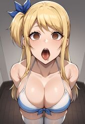  absurdres ai_art blonde_hair blush bra breasts brown_eyes drool esccc_(generator) fairy_tail femsub hair_ornament hair_ribbon large_breasts long_hair lucy_heartfilia open_mouth panties preview ribbon ring_eyes spiral_eyes symbol_in_eyes thigh_gap thighhighs thighs tongue tongue_out underwear 