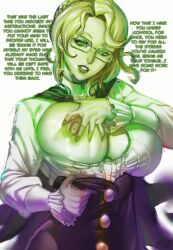  animated animated_gif blonde_hair breasts brown_hair earrings femdom glasses glowing glowing_eyes glynda_goodwitch green_eyes hypnotic_eyes jewelry karasu large_breasts lipstick long_hair looking_at_viewer manip pov pov_sub rwby smile stroke_(manipper) text 