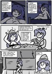  blue_hair brain_dead_retail_(series) comic dialogue humor kilroylucy18 mary_(kilroylucy18) milf naked_apron nessi_(kilroylucy18) original tagme tech_control text 