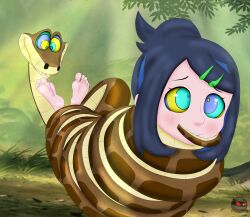 barefoot black_hair coils crossover disney feet femsub foot_licking happy_trance hypno_ninja hypnotic_eyes kaa kaa_eyes laughing licking liko_(pokemon) nintendo pokemon pokemon_(anime) pokemon_horizons smile snake the_jungle_book tickling tongue_out