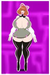 ahoge bimboannon bimbofication boots breasts brown_hair erect_nipples female_only femsub happy_trance high_heels huge_ass huge_breasts large_lips legs lipstick long_nails penny_polendina pink_lipstick rwby short_hair smile solo thick_thighs thigh_boots