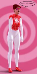 3d costume dialogue female_only femsub marvel_comics mary_jane_watson solo spinneret spiral super_hero text theheckle