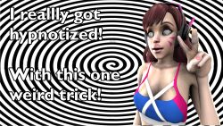 3d absurdres breasts d.va female_only femsub headphones hornydude4real humor long_hair overwatch smile spiral spiral_eyes symbol_in_eyes text