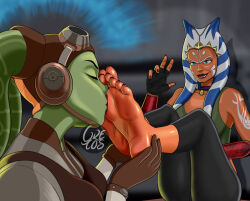 ahsoka_tano femdom femsub foot_focus foot_worship hera_syndulla jedi_mind_trick smug star_wars yuri