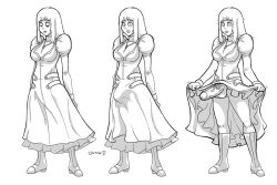  before_and_after boots breasts bulge cleavage comic critiq-d dress dress_lift erection erica_fontaine expressionless futa_only futanari futasub huge_cock large_breasts necklace penis sakura_wars sequence solo spiral_eyes symbol_in_eyes white_background white_hair 