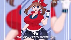 animated ass bike_shorts breast_grab breasts brown_hair corruption drevod femsub groping may nintendo pokemon rubyred_(va) sound video voice_acted