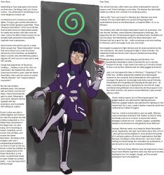  aware black_hair caption city_of_heroes daphne_miller enemy_conversion evil_smile female_only femdom gguy123 glasses green_eyes looking_at_viewer manip original pov pov_sub sitting smile sunt-ermico_(manipper) super_hero text worm_(series) 