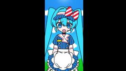  animated blue_eyes blue_hair caststation drill_hair empty_eyes female_only femsub hat mesmerizer_(vocaloid) miku_hatsune multiple_girls official red_eyes red_hair resisting sound swaying teto_kasane tie twintails video vocaloid 