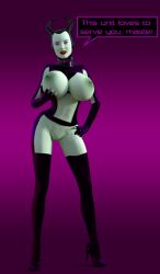 3d breasts collar dialogue disney exposed_chest female_only femsub green_skin happy_trance high_heels large_breasts maleficent nipple_piercing piercing solo tech_control text theheckle