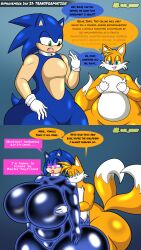 al_gx ass_expansion before_and_after bimbofication breast_expansion comic drone femboy femsub fox_boy furry hedgehog_boy hedgehog_girl huge_ass huge_breasts hyper_breasts latex makeup miles_tails_prower multiple_tails sonic_the_hedgehog sonic_the_hedgehog_(series) tail tech_control text transformation transgender