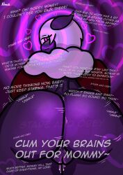  antenna ass_focus chubby dialogue femdom huge_ass hypnotic_ass hypnotic_eyes kilroylucy18 milf mommy_fetish mori_emantsal_(kilroylucy18) moth_girl orgasm_command original pov_sub purple_hair pussy pussy_juice subliminal text 