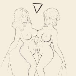 absurdres bottomless breasts cirilla_fiona_elen_riannon femsub gguy123 happy_trance large_breasts long_hair magic necklace nude pussy sketch the_witcher the_witcher_3 topless undressing white_background yennefer_of_vengerberg