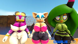 3d bat_girl bat_wings bird_girl breasts charliedcr cleavage female_only femsub furry large_breasts nude open_mouth rouge_the_bat sonic_the_hedgehog_(series) spiral_eyes symbol_in_eyes wave_the_swallow zeena