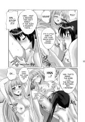  artist_request bottomless breasts comic drool empty_eyes fate_testarossa female_only hard_translated large_breasts licking magical_girl_lyrical_nanoha monochrome nanoha_takamachi nude pussy sex sex_toy tagme text topless translated tribadism trigger vibrator yuri 