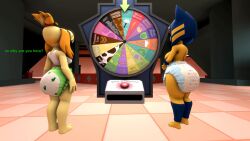  3d animal_crossing animated ankha_(animal_crossing) body_control diaper isabelle_(animal_crossing) magic nintendo porkyblack scat sound tagme text video 
