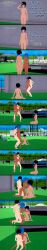  3d ass black_hair blue_hair breast_expansion censored cum dark_skin empty_eyes expressionless feminization femsub happy_trance hypnotic_magic_(artist) malesub nipples nude original short_hair text 