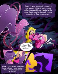 absurdres anal ass ass_focus blonde_hair bondage dialogue earrings english_text female_only femdom femsub finger_in_mouth from_behind holding_shoes mind_break nintendo one_eye_open oral paper_mario paper_mario:_the_thousand_year_door princess princess_peach queen restrained royalty sex shadow_queen smile socks speech_bubble super_mario_bros. tagme tentacle_sex tentacles text thiccncute undressing yuri