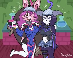  altered_perception animal_ears ayuko_(jcroth) bodysuit breasts brown_eyes bunny_ears bunny_girl clothed collar cosplay d.va fate/grand_order fate_(series) female_only femsub furry gloves goat_girl gun happy_trance helmet horns indeedee long_hair mashu_kyrielight midriff navel nintendo open_mouth original overwatch pokemon pokemon_(creature) prettyhim purple_eyes purple_hair sakura_(gamin_gryff) shield short_hair spiral tail tech_control unhappy_trance weapon wink 