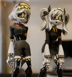 3d clothed female_only femsub hypnotic-ink multiple_girls multiple_subs murder_drones robot robot_girl serial_designation_j serial_designation_v tagme white_hair 