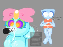  amnesia anonymous_artist chastity confused dandy's_world drool fellatio femsub finn_(dandy's_world) malesub poppy_(dandy's_world) text vee_(dandy's_world) 