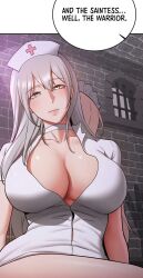 color empty_eyes expressionless femsub grey_hair huge_breasts long_hair maledom nurse screenshot tagme translated your_girlfriend_was_amazing