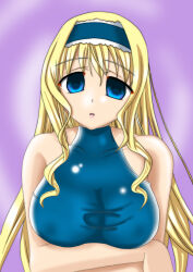blonde_hair breasts cecilia_alcott dazed empty_eyes expressionless femsub infinite_stratos large_breasts long_hair open_mouth yuki