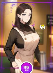  aware brown_hair clothed confused female_only hypnotic_accessory hypnotic_app hypnotic_cuckolding large_breasts netorare phone pikumario tech_control 