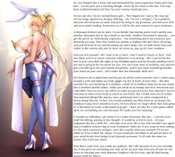  artoria_pendragon artoria_pendragon_(lancer) blonde_hair breasts bunny_ears bunnysuit caption caption_only fake_animal_ears fate/grand_order fate_(series) femdom financial_domination fishnets high_heels huge_breasts kagami_uekusa looking_at_viewer looking_back male_pov manip overlordmiles_(manipper) pov pov_sub text 
