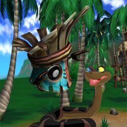  3d angry black_sclera crossover disney donkey_kong_(series) dueling_hypnotists grey_eyes hypnotic_eyes kaa kaa_eyes krazy_kalimba male_only nintendo open_mouth outdoors sab64 snake the_jungle_book tiki_tak_tribe trees 