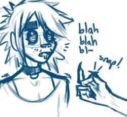  2d collar drool finger_snap gorillaz heavy_eyelids male_only malesub ring_eyes sketch tankerincident text white_background 