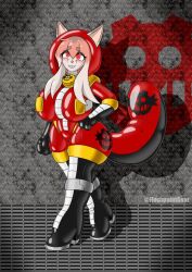  bell_collar boots cameltoe collar enemy_conversion female_only femsub flashpointgear furry gloves glowing_eyes hand_on_hip happy_trance high_heels hoodie huge_breasts inflatable large_breasts latex long_hair pink_hair red_eyes rosa_(friese) simple_background smile solo sonic_the_hedgehog_(series) standing thigh_boots thighhighs uniform watermark 