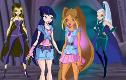 blue_hair brown_hair darcy evil_smile expressionless fairy female_only fitzoblong flora_(winx_club) icy_(winx_club) long_hair manip multiple_girls multiple_subs musa_(winx_club) open_mouth smile spiral_eyes symbol_in_eyes white_hair winx_club witch