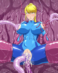 anal blonde_hair bodysuit brain_injection breast_sucking breasts cum cum_in_pussy double_penetration femsub huge_breasts hypnotic_tentacle lactation latex legs long_hair metroid_(series) ml nintendo open_clothes ponytail pussy samus_aran sex spread_legs spread_pussy tentacle_sex tentacles thick_thighs torn_clothes vaginal zero_suit
