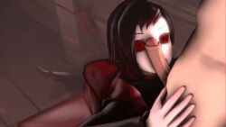  3d amateurthrowaway animated animated_gif black_hair bottomless breasts clothed femsub happy_trance heterosexual kissing licking maledom nude open_mouth penis ruby_rose rwby short_hair smile source_filmmaker spiral_eyes symbol_in_eyes tongue tongue_out topless 