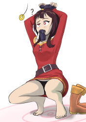 blush brown_hair confused empty_eyes femsub glatu kono_subarashii_sekai_ni_shukufuku_wo! megumin_(konosuba) panties pendulum