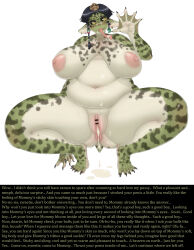 absurdres bbw bottomless breasts caption caption_only censored chubby cum cum_in_pussy cum_on_body cum_on_breasts cum_on_face fat femdom frog_girl hypnotic_eyes large_breasts looking_at_viewer male_pov manip mommy monster_girl namu_gunso nude open_mouth pov pov_sub pussy t323_(manipper) text topless unusual_pupils
