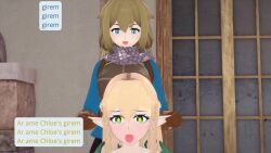 accidental_hypnosis chloe clothed complex_background dialogue drunk elf_ears eltolinde female_only femsub tagme text unicorn_overlord