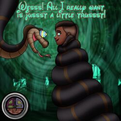  altered_perception animated asha_(disney) brown_hair dark_skin dialogue disney femsub happy_trance hypnotic_eyes kaa kaa_eyes maledom open_mouth ordeper_arts smile snake tagme text the_jungle_book tongue_out video wish_(film) 