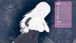  3d before_and_after brain_drain drool gameplay_mechanics instant_loss large_breasts meli_(rimelia) mind_flayer open_mouth pink_eyes rimelia white_hair witch 