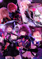  alternate_costume black_hair cleavage corruption enemy_conversion evil_smile female_only femsub glowing_eyes hyoui_lover large_breasts multiple_subs mythra_(xenoblade) nintendo possession purple_eyes pyra_(xenoblade) xenoblade_chronicles xenoblade_chronicles_2 