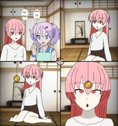 comic dialogue empty_eyes femdom femsub hypnobot771 kaname_arisugawa pendulum pink_hair purple_hair spiral_eyes text tonikaku_kawaii tsukasa_yuzaki