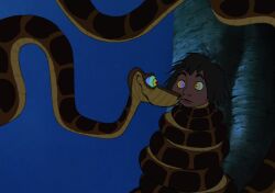  black_hair coils dark_skin disney jungle kaa kaa_eyes maledom malesub manip mowgli night outdoors snake the_jungle_book trees 