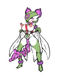 alternate_costume androgynous_dom blush boots breasts control_indicator empty_eyes erect_nipples eye_color_change eyeshadow femsub gardevoir green_hair hair_color_change hair_covering_one_eye high_heels large_breasts makeup multicolored_hair nintendo nipple_piercing pecharunt pokemon pokemon_(creature) pokemon_ruby_sapphire_and_emerald pokemon_scarlet_and_violet possession purple_eyes purple_hair qmidcplcvg3jijj short_hair simple_background thigh_boots thighhighs tongue tongue_out white_background
